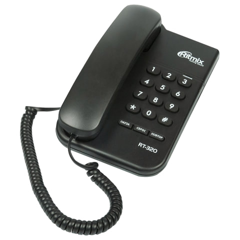Телефон RITMIX RT-320 black, световая индикация звонка, блокировка набора ключом, черный, 15118347 оптом