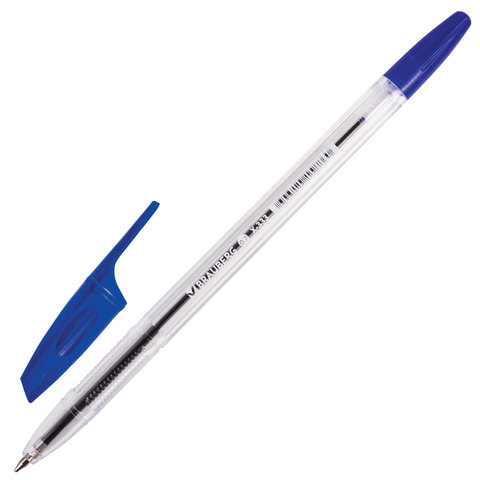 Ручка шариковая BRAUBERG "X-333", СИНЯЯ, корпус прозрачный, узел 0,7 мм, линия письма 0,35 мм, 142405 оптом