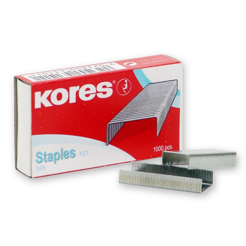 Скобы для степлера 24/6 KORES никелированные (2-30 листов) 1000 шт./уп оптом