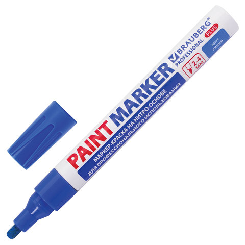 Маркер-краска лаковый (paint marker) 4 мм, СИНИЙ, НИТРО-ОСНОВА, алюминиевый корпус, BRAUBERG PROFESSIONAL PLUS, 151447 оптом