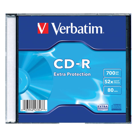 Диск CD-R VERBATIM, 700 Mb, 52х, Slim Case (1 штука) оптом