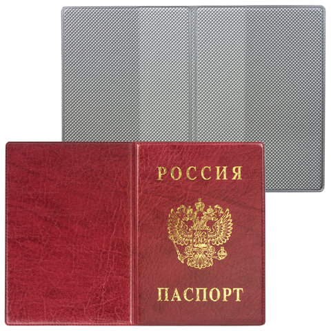 Обложка для паспорта с гербом, ПВХ, бордовая, ДПС, 2203.В-103 оптом