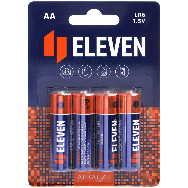Батарейка Eleven AA (LR6) алкалиновая, BC4 оптом