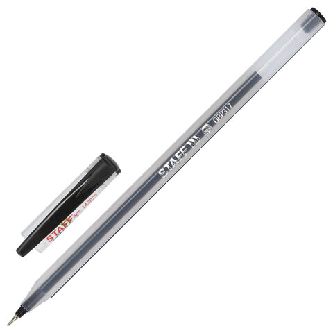 Ручка шариковая масляная STAFF "OBP-317", ЧЕРНАЯ, корпус матовый, игольчатый узел 0,6 мм, линия письма 0,3 мм, 143022 оптом
