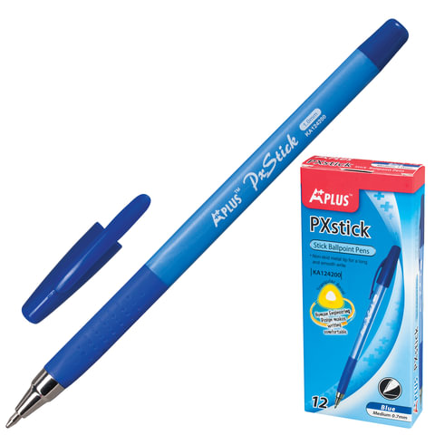 Ручка шариковая с грипом BEIFA (Бэйфа) "A Plus", СИНЯЯ, корпус синий, узел 1 мм, линия письма 0,7 мм, KA124200CS-BL оптом