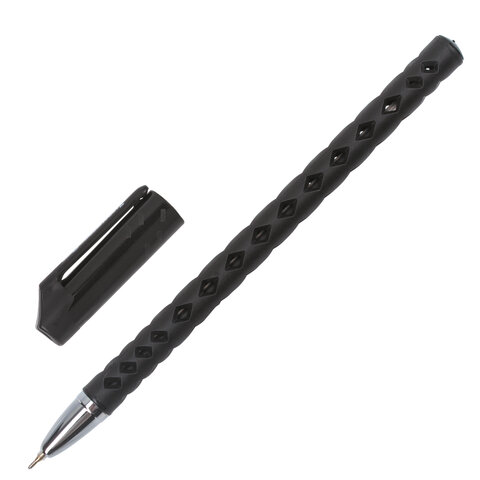 Ручка шариковая масляная BRAUBERG "Orient", ЧЕРНАЯ, корпус черный, игольчатый узел 0,7 мм, линия письма 0,35 мм, 143000 оптом