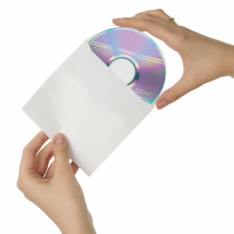 Конверты для CD/DVD (125х125 мм) с окном, бумажные, клей декстрин, КОМПЛЕКТ 25 шт., BRAUBERG, 123599 оптом