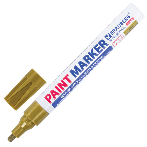 Маркер-краска лаковый (paint marker) 4 мм, ЗОЛОТОЙ, НИТРО-ОСНОВА, алюминиевый корпус, BRAUBERG PROFESSIONAL PLUS, 151449 оптом