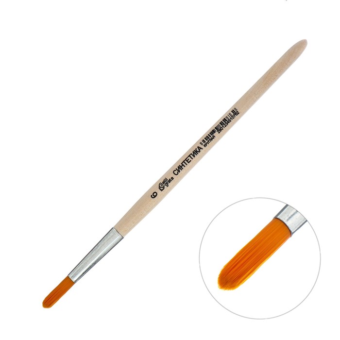 Кисть Синтетика Круглая № 6 (диаметр обоймы 6 мм; длина волоса 22 мм), деревянная ручка, Calligrata оптом