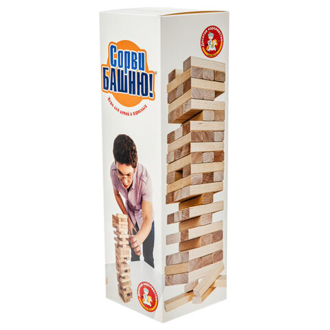 Игра настольная Башня "Сорви Башню", неокрашенные деревянные блоки, 10 КОРОЛЕВСТВО, 1506 оптом