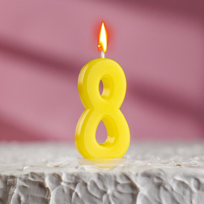 Свеча в торт на шпажке, цифра 8, МИКС, 4.5х2.5 см оптом