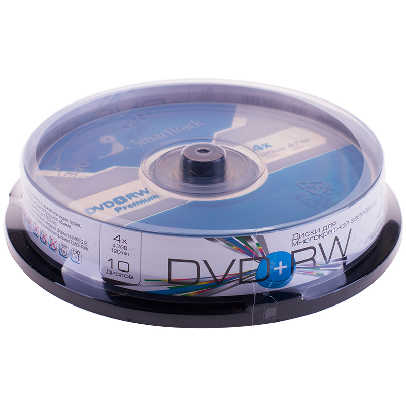 Диск DVD+RW 4.7Gb Smart Track 4x Cake Box (10шт) оптом