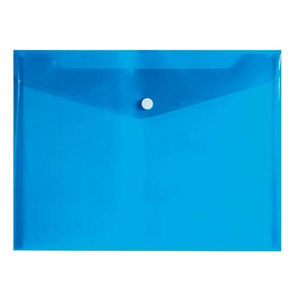 Пластиковый конверт INFORMAT А5+, на кнопке, прозрачный 180 мкм, синий оптом