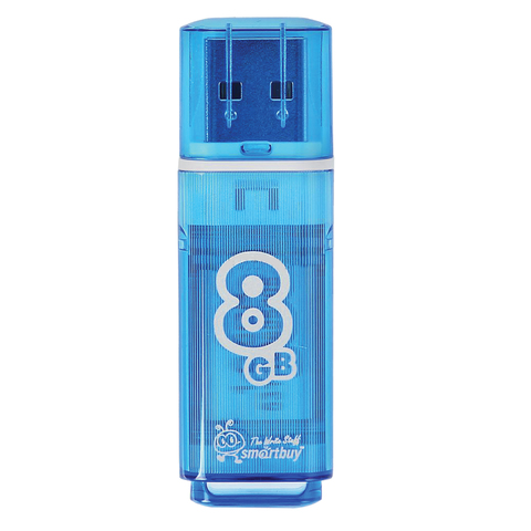 Флеш-диск 8 GB, SMARTBUY Glossy, USB 2.0, синий, SB8GBGS-B оптом