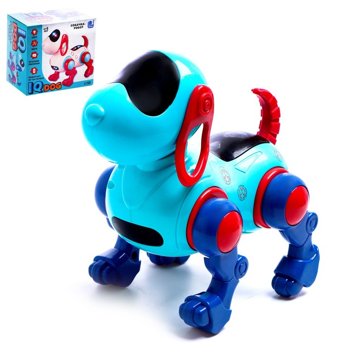 Собака IQ DOG, ходит, поёт, работает от батареек, цвет голубой оптом