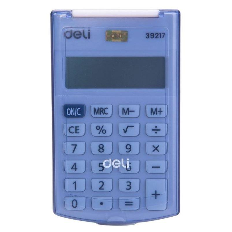 Калькулятор карманный Deli, 8-разр., LCD-диспл., питание от батарейки, синий оптом