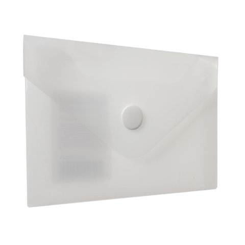 Папка-конверт с кнопкой МАЛОГО ФОРМАТА (74х105 мм), А7 (для визиток), матовая прозрачная, 0,18 мм BRAUBERG, 227325 оптом