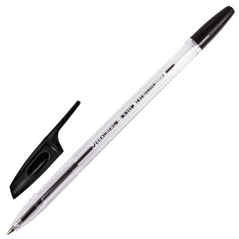 Ручка шариковая BRAUBERG "X-333", ЧЕРНАЯ, корпус прозрачный, узел 0,7 мм, линия письма 0,35 мм, 142406 оптом