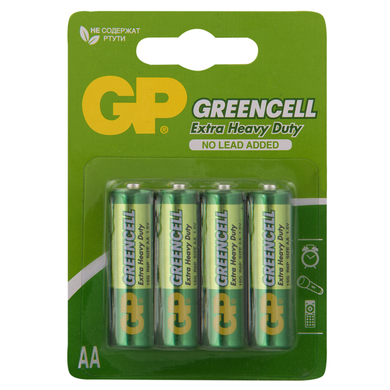 Батарейка GP Greencell AA (R06) 15S солевая, BL4 оптом