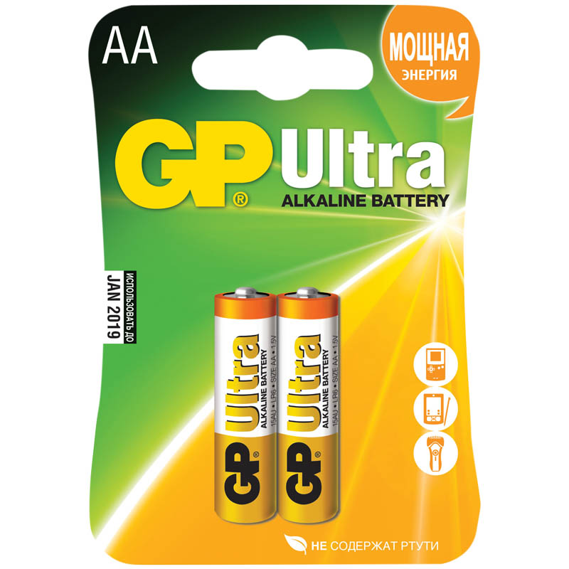 Батарейка GP Ultra AA (LR06) 15AU алкалиновая, BC2 оптом