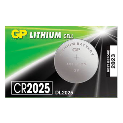 Батарейка GP Lithium, CR2025, литиевая, 1 шт., в блистере (отрывной блок), CR2025-7C5, CR2025-7CR5 оптом