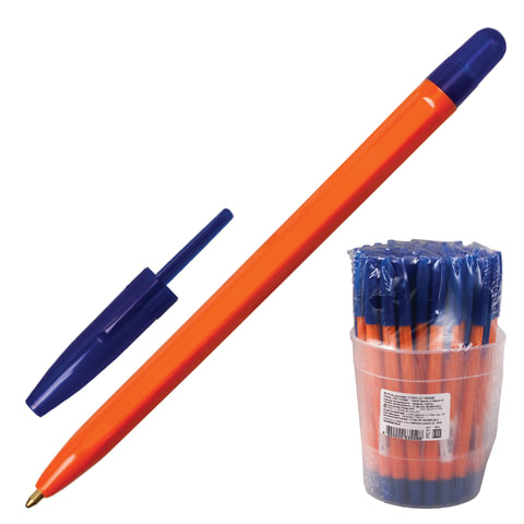 Ручка шариковая "111", СИНЯЯ, корпус оранжевый, узел 1,2 мм, линия письма 1 мм, РС11 оптом