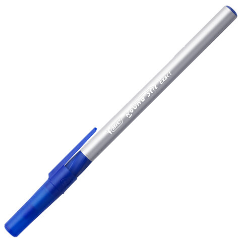 Ручка шариковая с грипом BIC "Round Stic Exact", СИНЯЯ, корпус серый, узел 0,7 мм, линия письма 0,28 мм, 918543 оптом