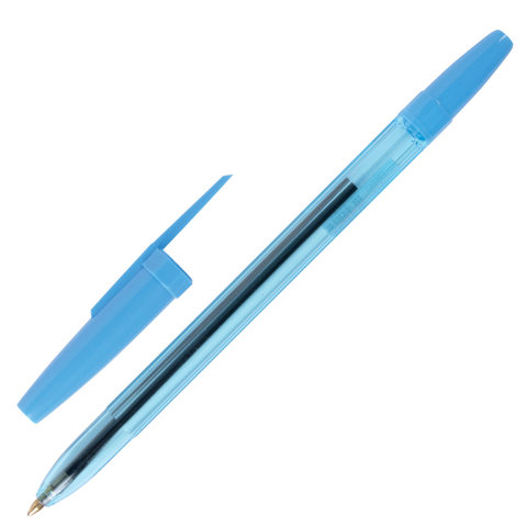 Ручка шариковая масляная STAFF "Basic BP-962", СИНЯЯ, корпус тонированный синий, узел 1 мм, линия письма 0,7 мм, 142962 оптом