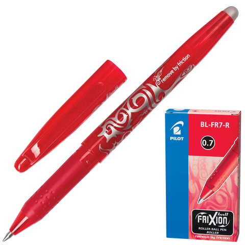 Ручка стираемая гелевая с грипом PILOT "Frixion", КРАСНАЯ, корпус красный, узел 0,7 мм, линия письма 0,35 мм, BL-FR-7 оптом