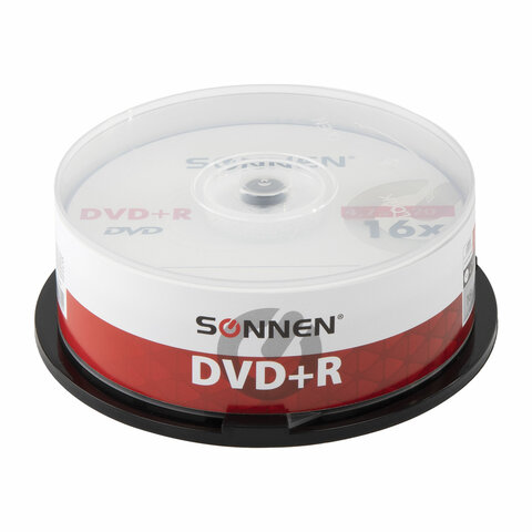 Диски DVD+R SONNEN, 4,7 Gb, 16x, Cake Box (упаковка на шпиле), КОМПЛЕКТ 25 шт., 513532 оптом