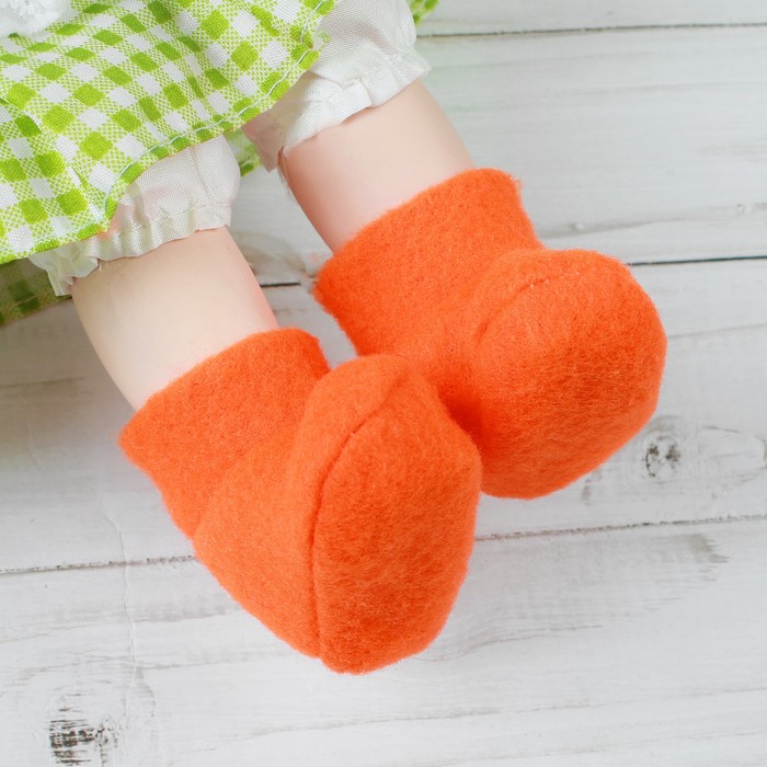 Носки для куклы, длина стопы: 6 см, цвет оранжевый оптом