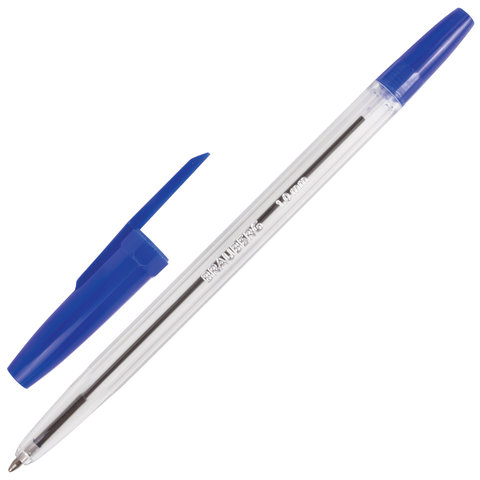 Ручка шариковая BRAUBERG "Line", СИНЯЯ, корпус прозрачный, узел 1 мм, линия письма 0,5 мм, 141097 оптом