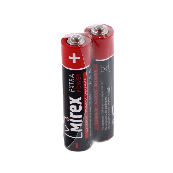 Батарейка солевая Mirex, AAA, R03-2S, 1.5В, спайка, 2 шт. оптом