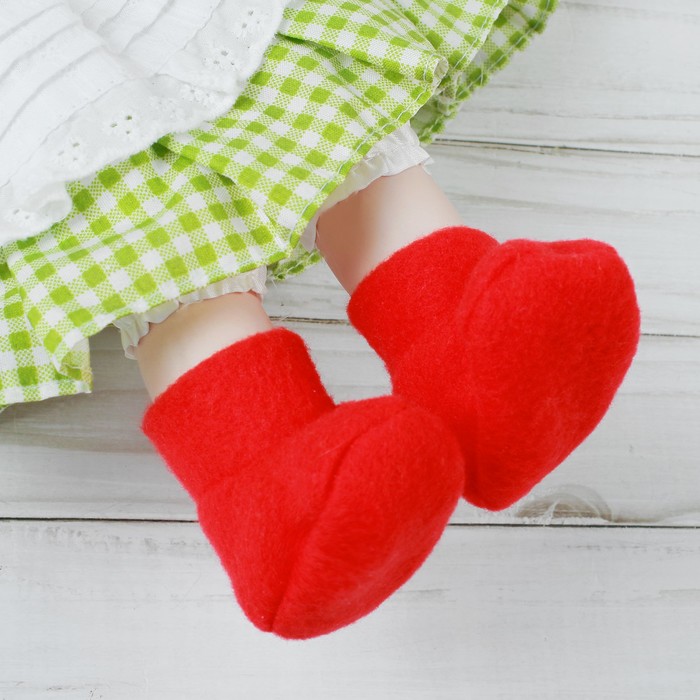 Носки для куклы, длина стопы: 7 см, цвет красный оптом