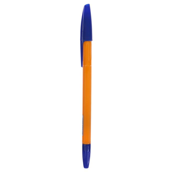 Ручка шариковая 0,7 мм, стержень синий, корпус оранжевый с синим колпачком оптом