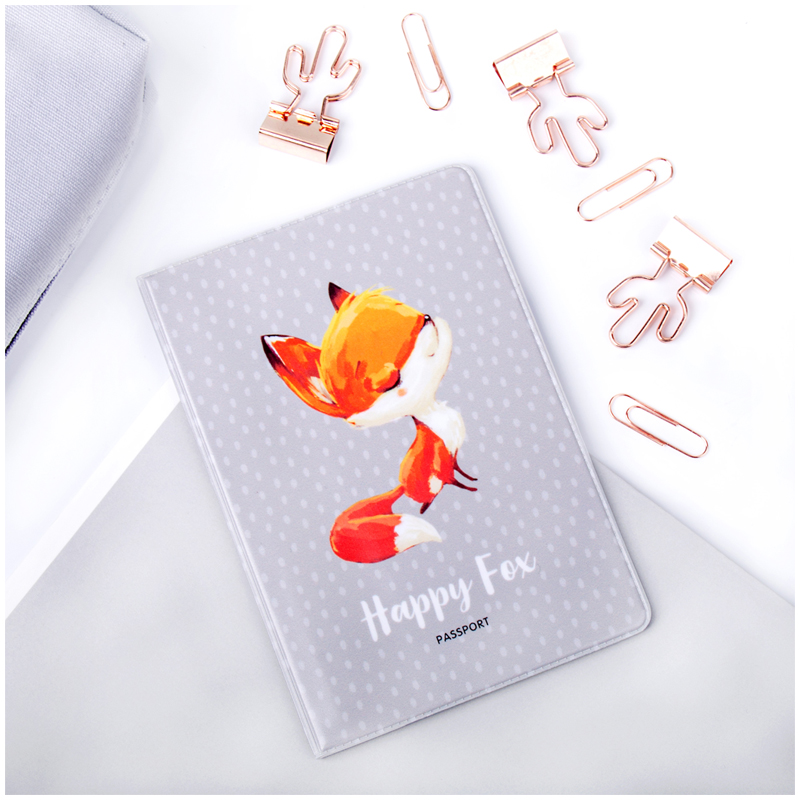 Обложка для паспорта MESHU "Happy Fox", ПВХ, 2 кар оптом