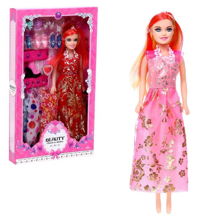 Кукла-модель «Арина» с набором платьев, обувью и аксессуарами оптом