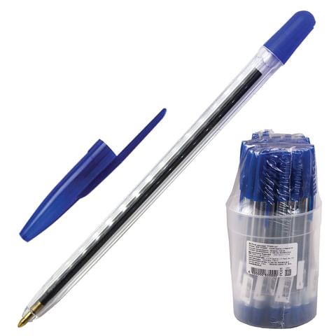 Ручка шариковая "111", СИНЯЯ, корпус прозрачный, узел 1,2 мм, линия письма 1 мм, РС01 оптом