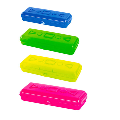 Пенал пластиковый ПИФАГОР тонированный, ассорти 4 цвета, 20х7х4 см, 228113 оптом