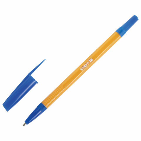 Ручка шариковая STAFF "Basic BP-03 Orange", СИНЯЯ, корпус оранжевый, узел 1 мм, линия письма 0,5 мм, 143741 оптом