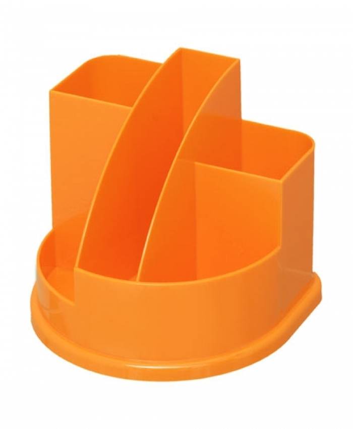 Подставка для канцелярских принадлежностей АВАНГАРД, 5 отделений оранжевый интенсив пластик оптом