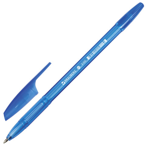 Ручка шариковая BRAUBERG "X-333", СИНЯЯ, корпус тонированный, узел 0,7 мм, линия письма 0,35 мм, 142828 оптом