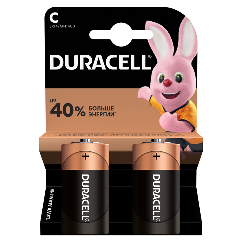 Батарейка Duracell Basic C (LR14) алкалиновая, 2BL оптом