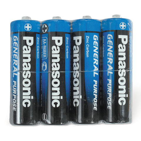 Батарейки КОМПЛЕКТ 4 шт., PANASONIC AA R6 (316), солевые, пальчиковые, в пленке, 1.5 В оптом