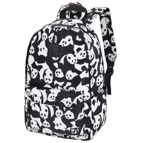 Рюкзак BRAUBERG POSITIVE универсальный, потайной карман, "Pandas", 42х28х14 см, 270781 оптом