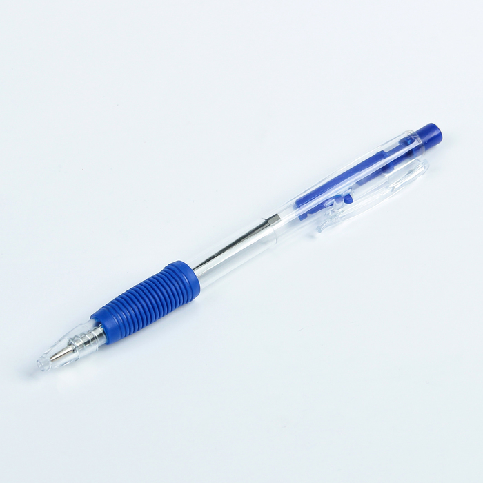 Ручка шариковая, автоматическая, 0.5 мм, стержень синий, корпус прозрачный с резиновым держателем оптом