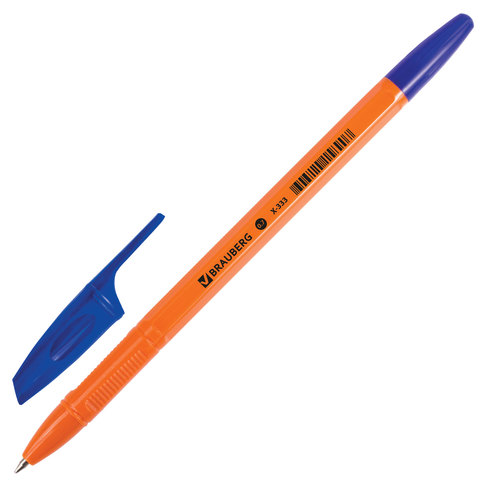 Ручка шариковая BRAUBERG "X-333 Orange", СИНЯЯ, корпус оранжевый, узел 0,7 мм, линия письма 0,35 мм, 142409 оптом