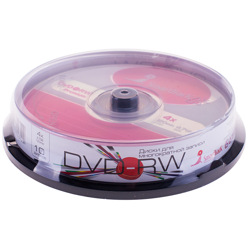Диск DVD-RW 4.7Gb Smart Track 4x Cake Box (10шт) оптом