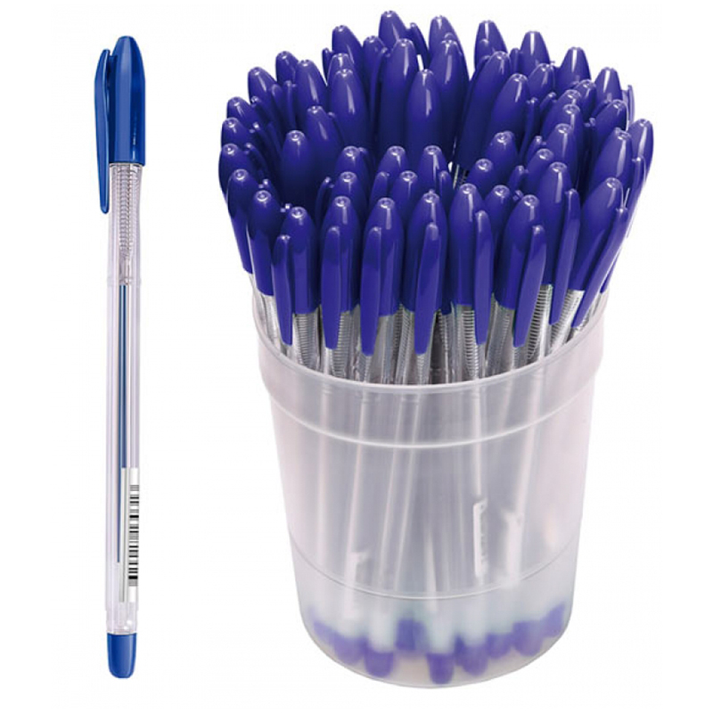 Ручка шариковая СТАММ "VeGa" синяя, 0,7мм, прозрач оптом