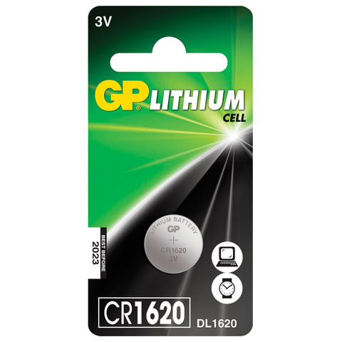 Батарейка GP Lithium, CR1620, литиевая, 1 шт., в блистере, CR1620-7C1 оптом